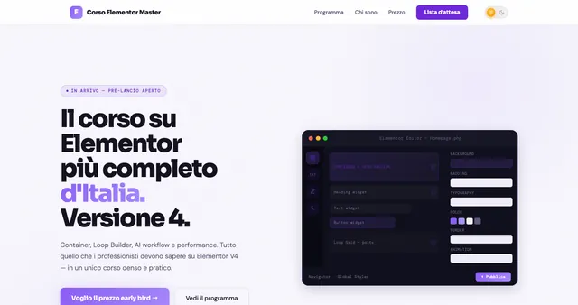 Anteprima di Corso Elementor Master V4